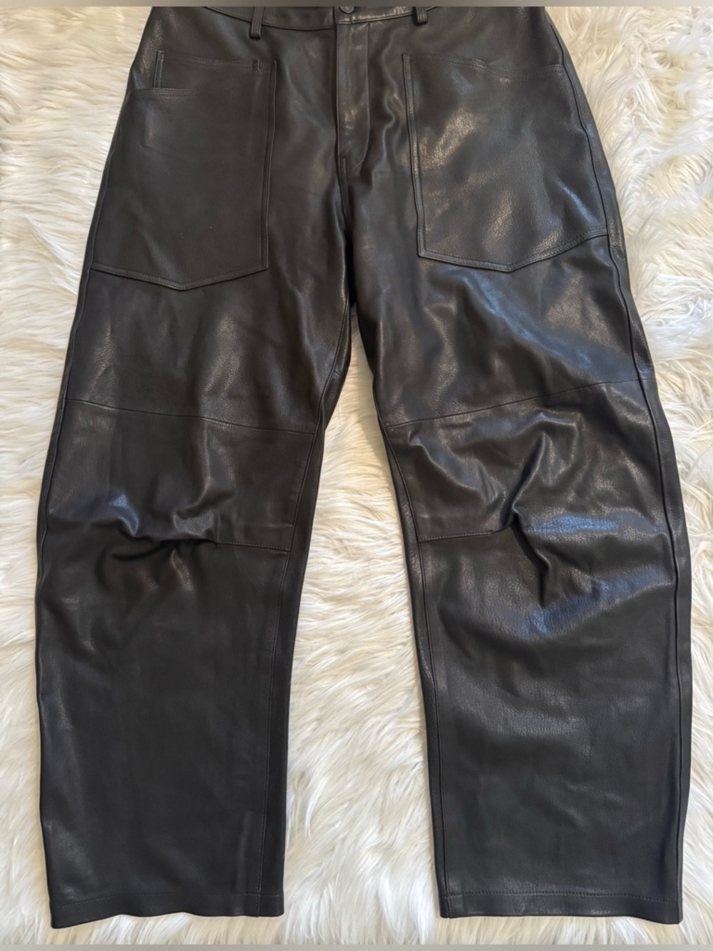 Nili Lotan Shon Leather Pants Black Size 8 - Picture 2 of 8